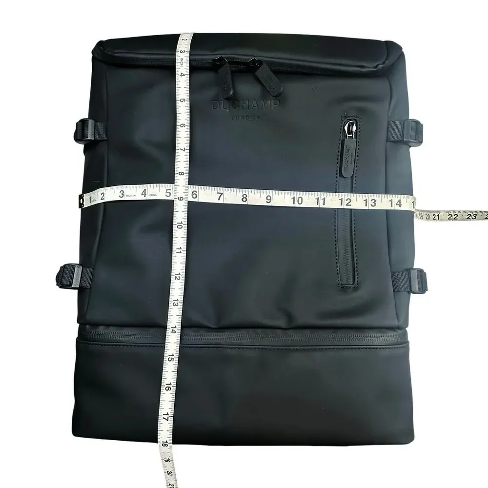 Duchamp London | Men | Black Rubberized Commuter Utility Travel Laptop Backpack